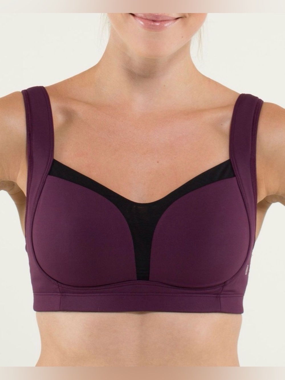 Lululemon Ta Ta Tamer II Sports Bra – Deep Plum/Black – 36DD